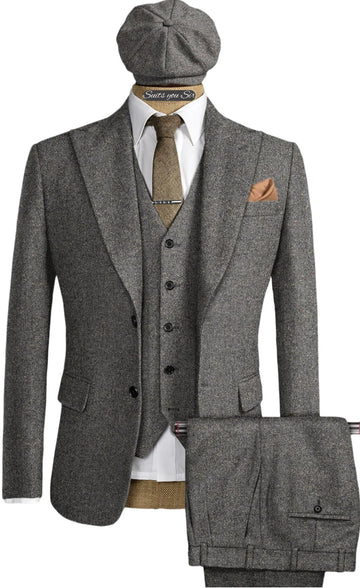 Aidase Mens Herringbone Suits 3 Pieces Wool Formal Groom Wear Work Business Customize Tuxedos Blazer Pants Vest For Wedding aidase-shop